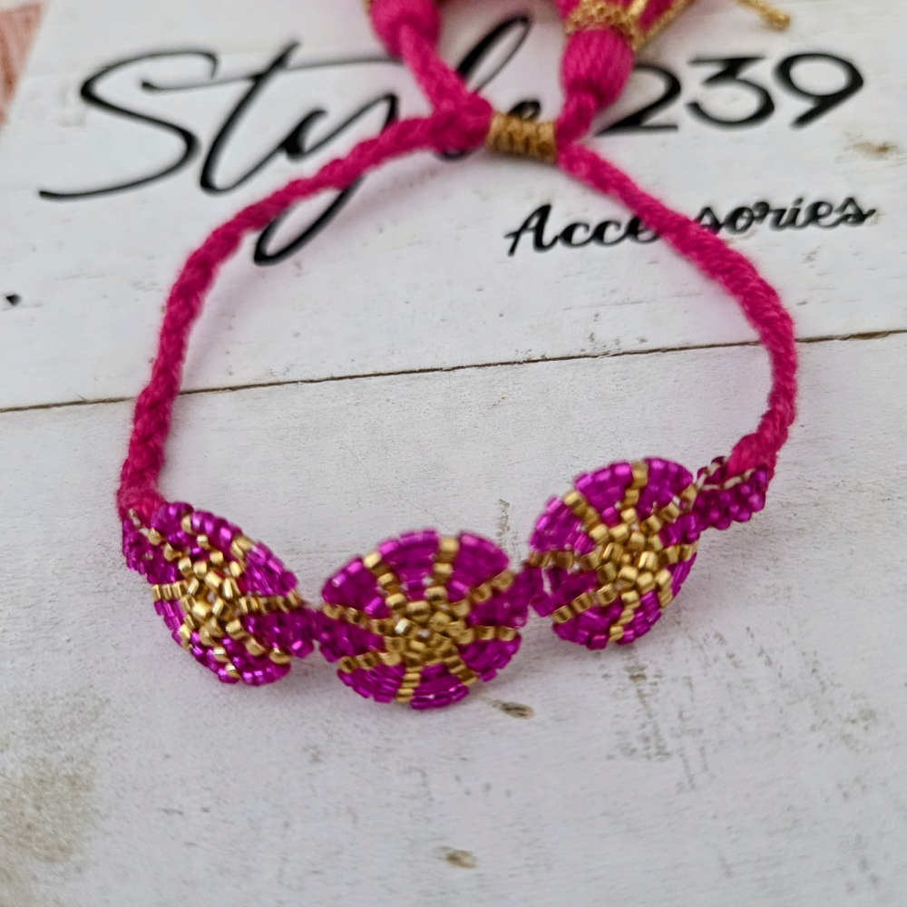 Miyuki Pink and Gold Beaded Adjustable Bracelet
